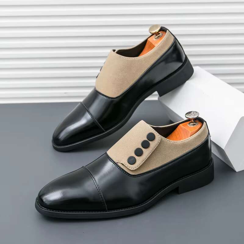 High End Brand Leather Casual Office Men's Business urious Banquet Pointed Toe Shoes for Wedding Brown