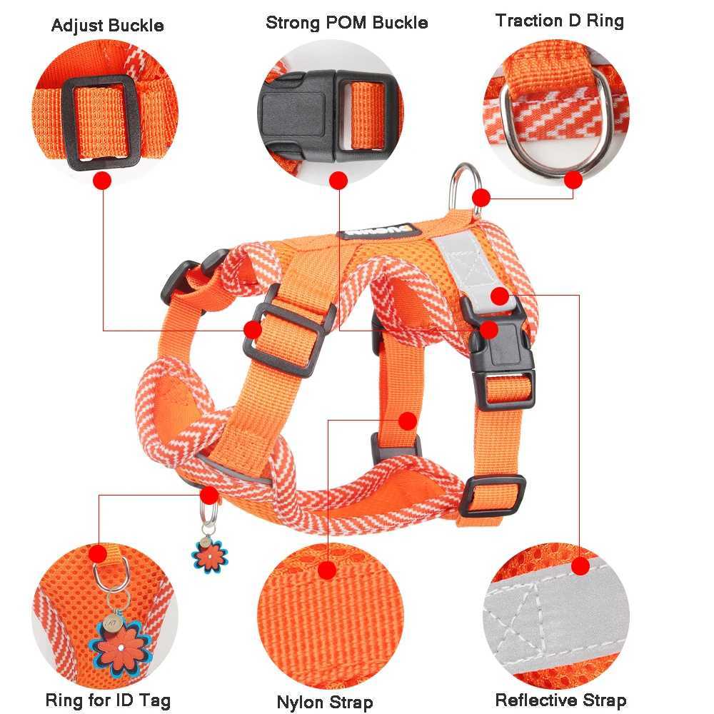 4-point Adjustment Dog Harness and Leash Set for Small Dogs Reflective Mesh Dog Harness Vest Puppy Cat Chest Strap Pet Supplies 250116