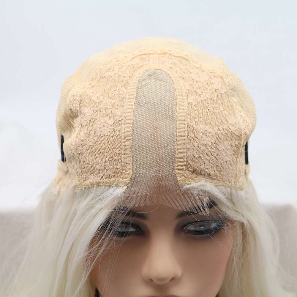 Lace Front Wig Cover T Shape Wig With Long Curls Lace Synthetic High Temperature Silk Hand Woven Wig Headband