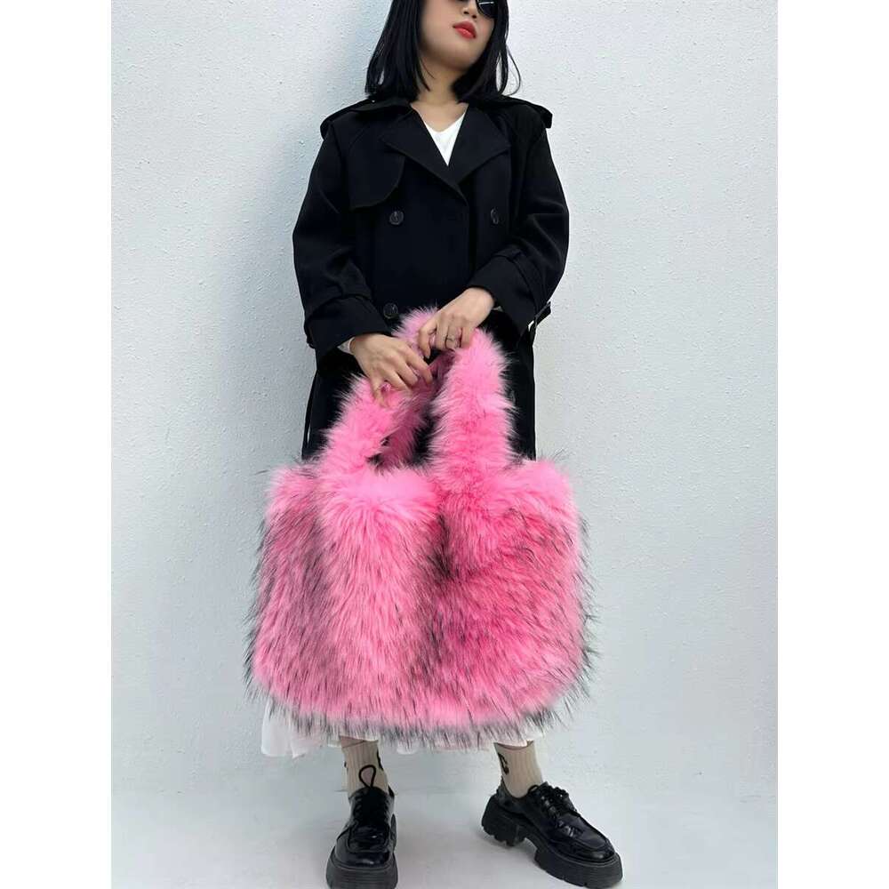 Fashion Large Tote Faux Fur Women Handbags Designer Lady Hand Bags Fluffy Soft Plush Shopper Bag Warm Winter Sac 2022