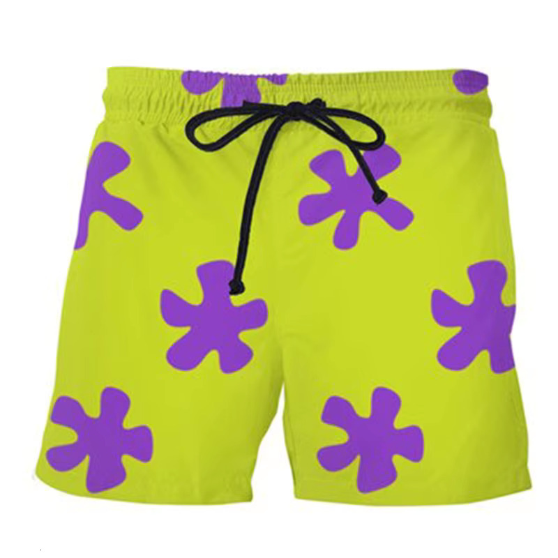 New3 Summer Men's Swimwear Shorts Print Beachwear Sexy Swim Men Swimsuit Surf Board Drawstring Trunk Quick Dry Short