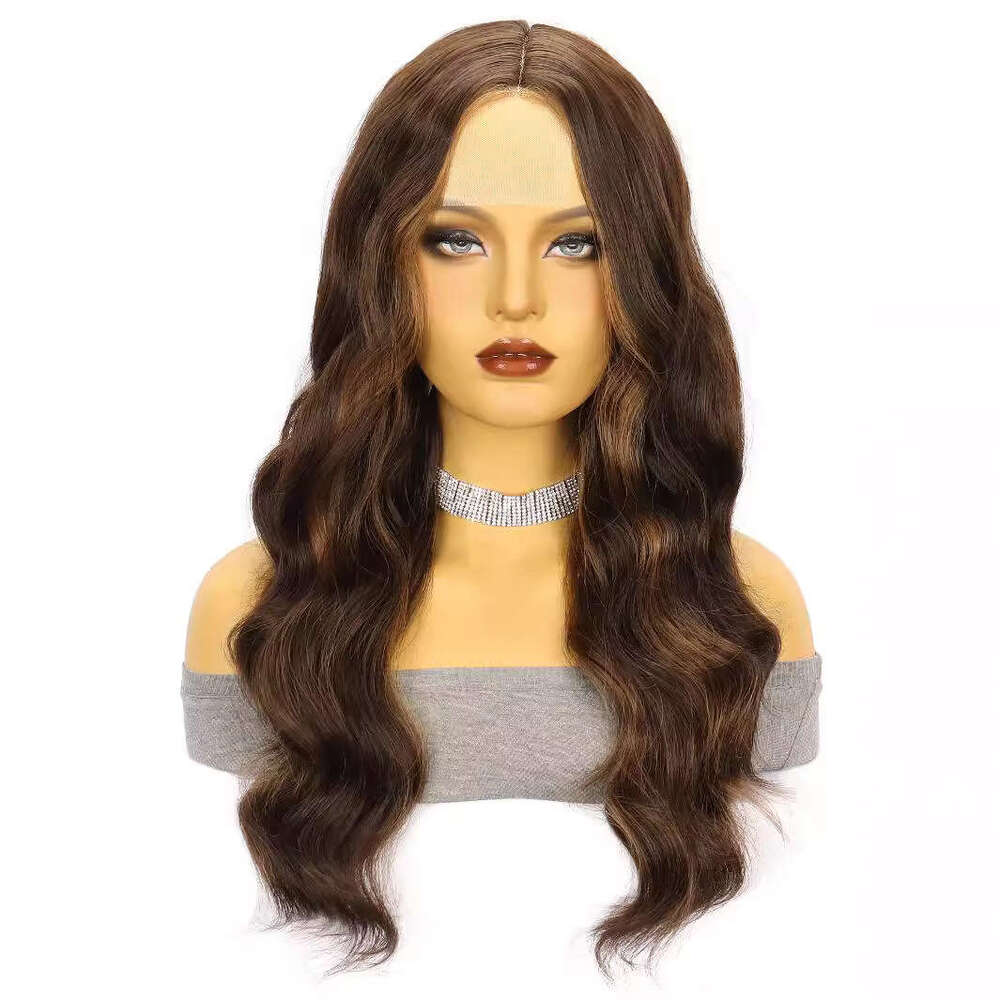 Lace Front Wig Cover T Shape New Brown Straight Hair With Big Waves Long Curly Hair Synthetic Front Lace Women S Wig Headband Small Size