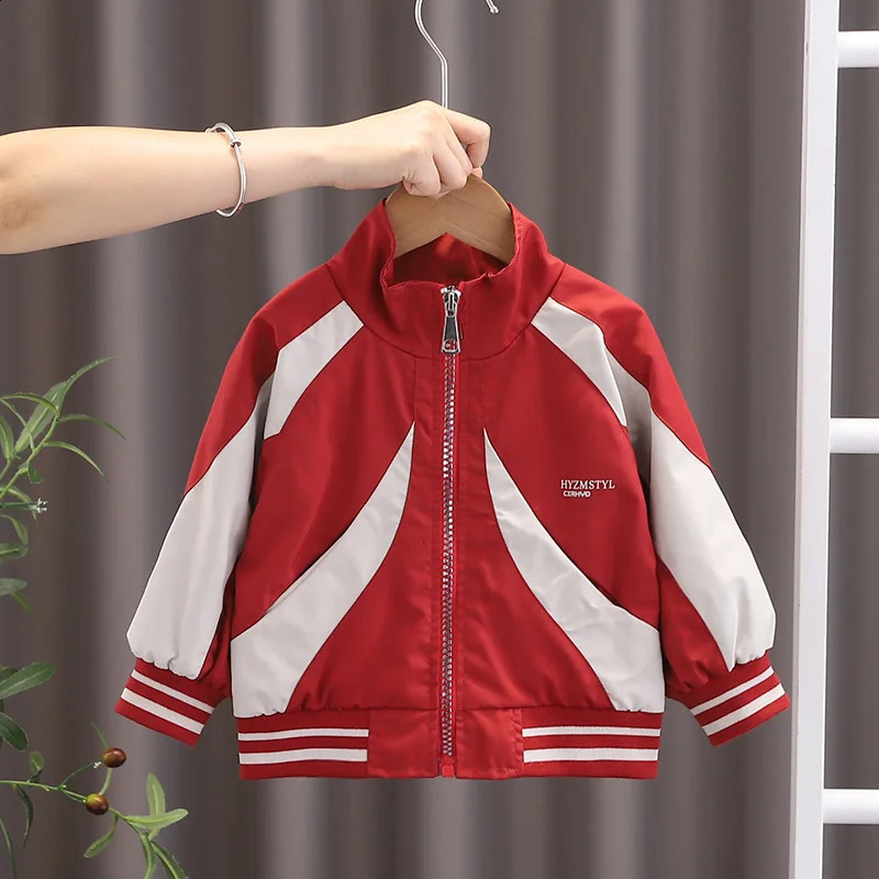 Spring Autumn Kids Boys Jacket Striped Long Sleeve Windbreaker Toddler Outerwears Coat Children Outdoor 250117