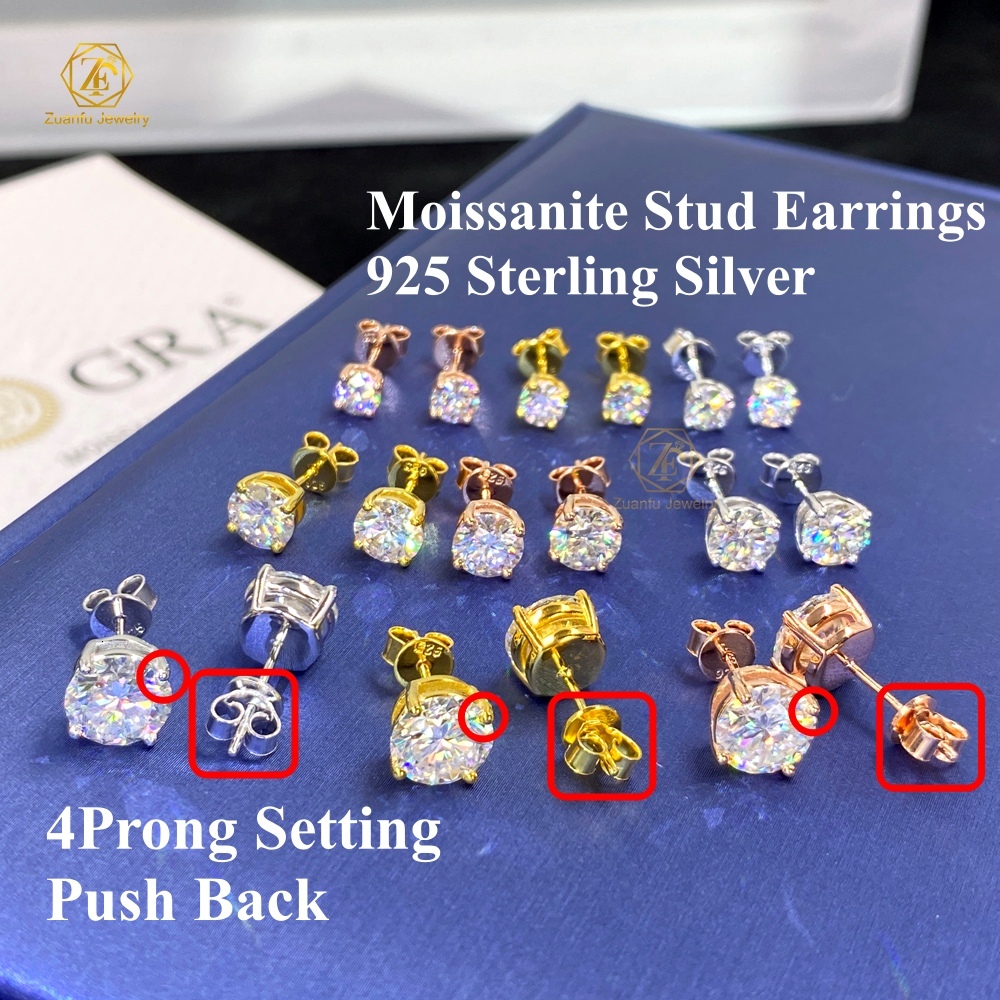 Wholesale Classic Sier D Color VVS Clarity Moissanite Dia Daily Wear Stud Earring For Ladies