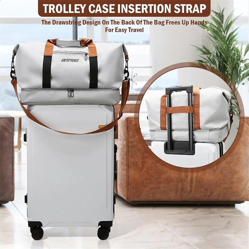 Fashion Travel Bags For Women Large Capacity Mens Sports bag Waterproof Weekend Bag Female Messenger Dry And Wet 250122