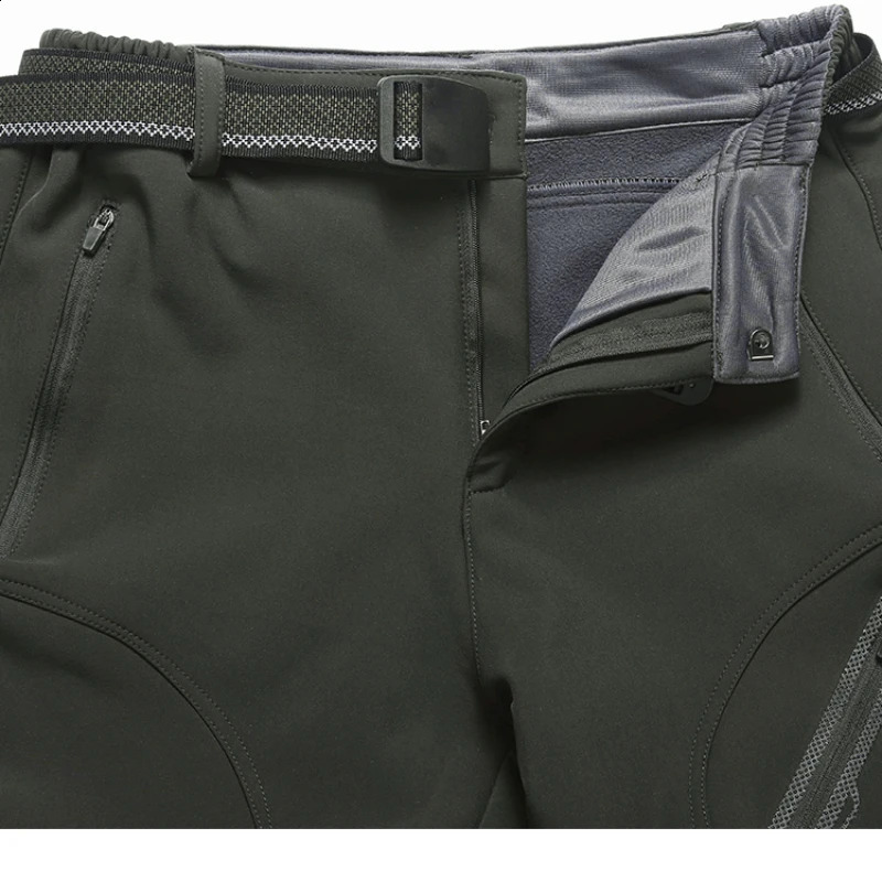 2024 Big Size Waterproof Pants Men Soft Shell Fleece Warm Trousers Male Outdoor Plus Large 9XL 4XL 8XL Work Winter Autumn Black 250121