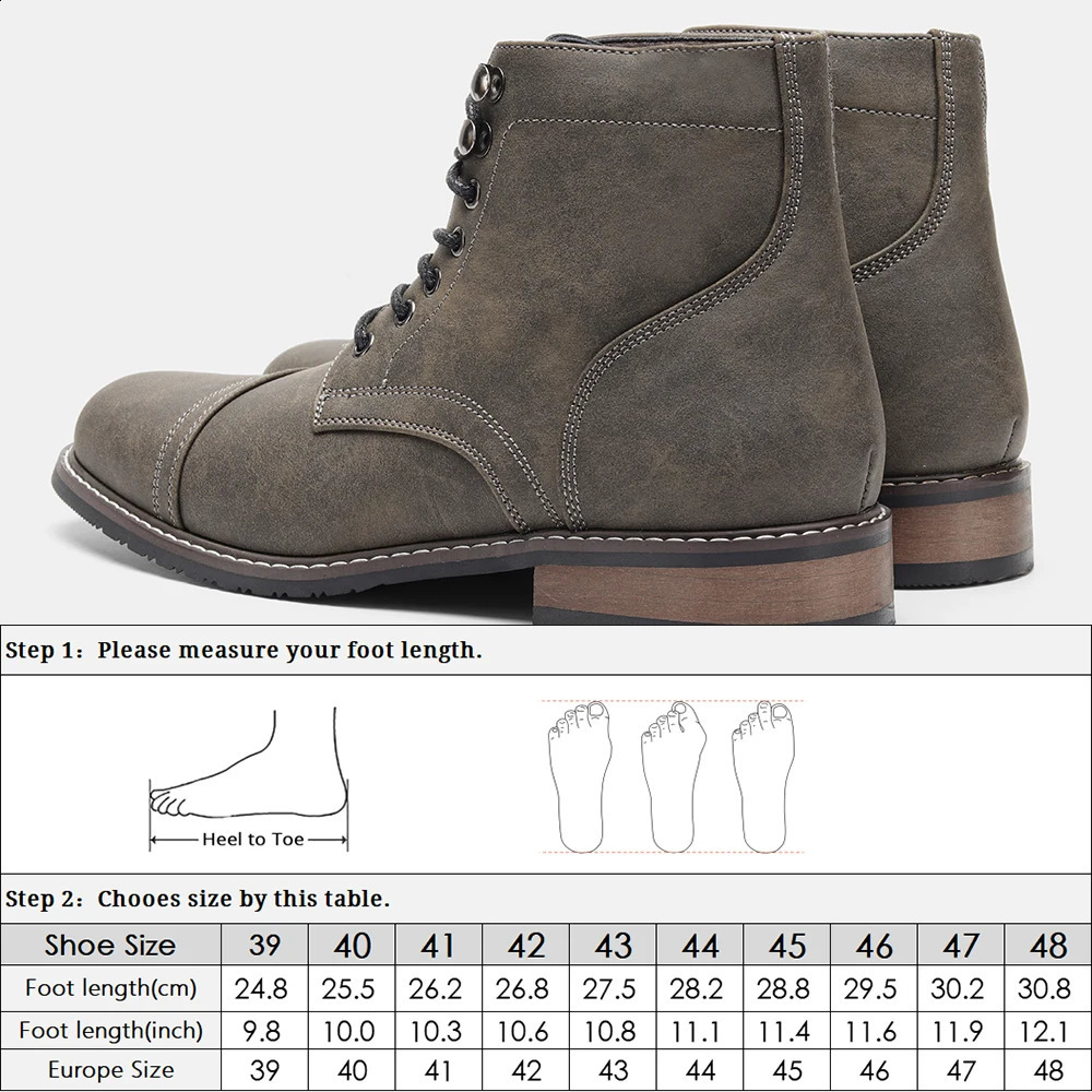 Leather Boots Men Retro Lace-Up Comfortable Top Quality Fashion 2024 Ankle Boots 250120