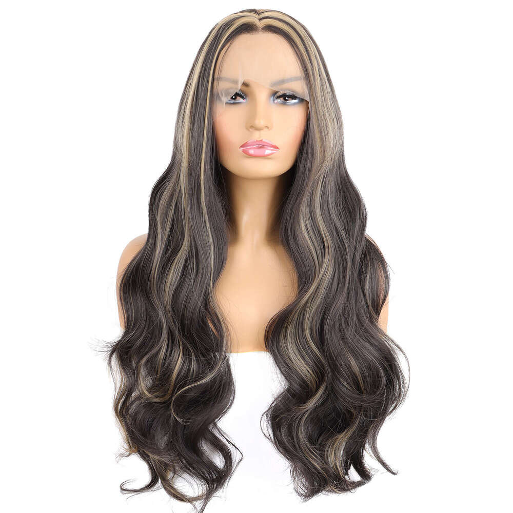 Lace Front Wig Cover T Shape New Piano Color Synthetic Front Lace Wig Headset Women S Intercolor Long Curled Hair