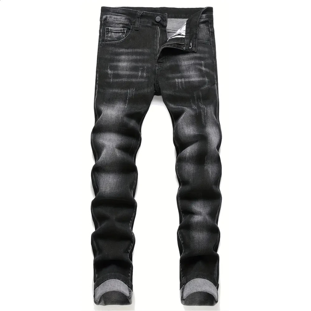 Mens Stretchy Denim Jeans For Men Simple Slim Casual Straight Fashion Classic Pants Cargo Solid Streetwear Trousers 250121
