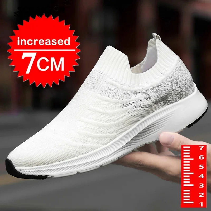Lift Man Sneakers Summer Elevator Shoes Height Increase Shoes for Men Mesh Light Breathable 7CM Slip-on Casual Heightening 250113