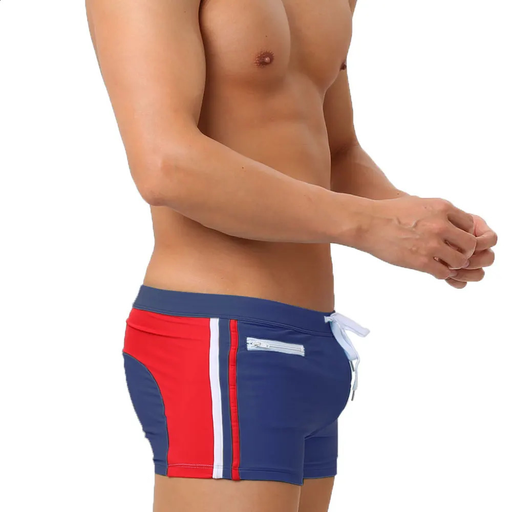 Mens Swimwear With PushUp Swimming Trunks Boxer With Pocket HiQ Sexy Men Breathable Swim Suit Speed Beach Shorts sunga 250121