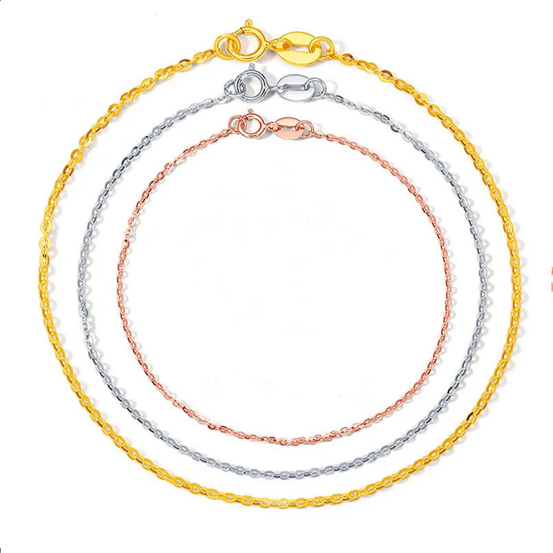 LABB Real 18K Gold Bracelet Pure Au750 Flash O Plain Chain DIY Simple Small Fresh Bracelet Womens Boutique Jewelry Gift B0056 250121