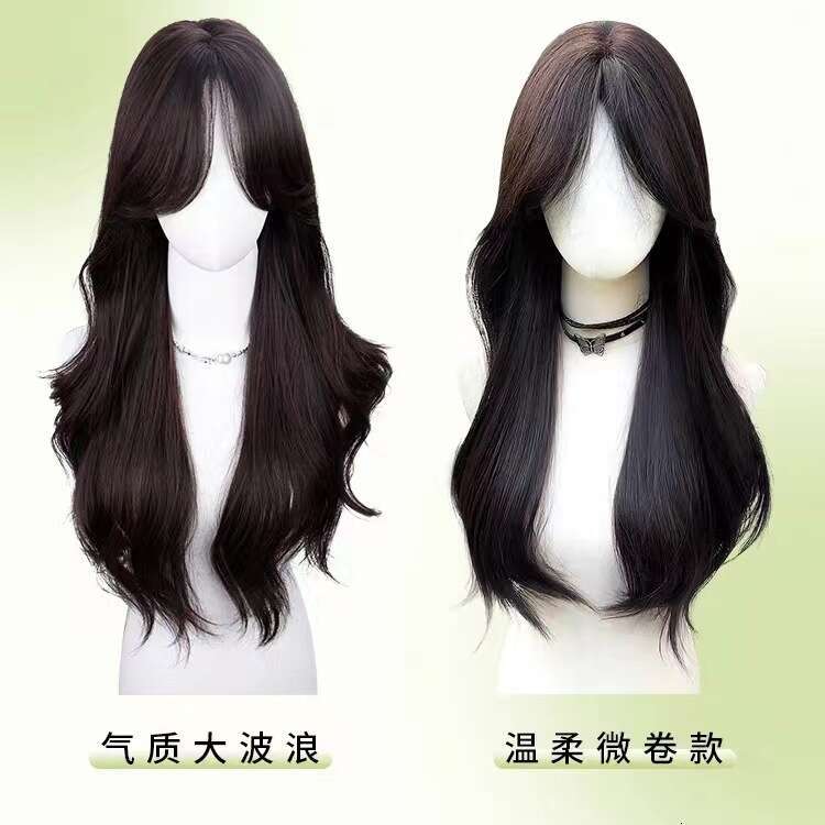 Lace Front Wig Cover T Shape Ruolan Wig Women S Hair With A Split Figure Eight Bangs Lace In Front Natural Fluffy Long Straight Hair Temperament Full 