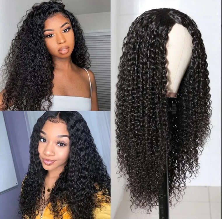 Lace Front Wig Cover T Shape Female Curly Black Front Lace Long Hair Synthetic Wig Headset