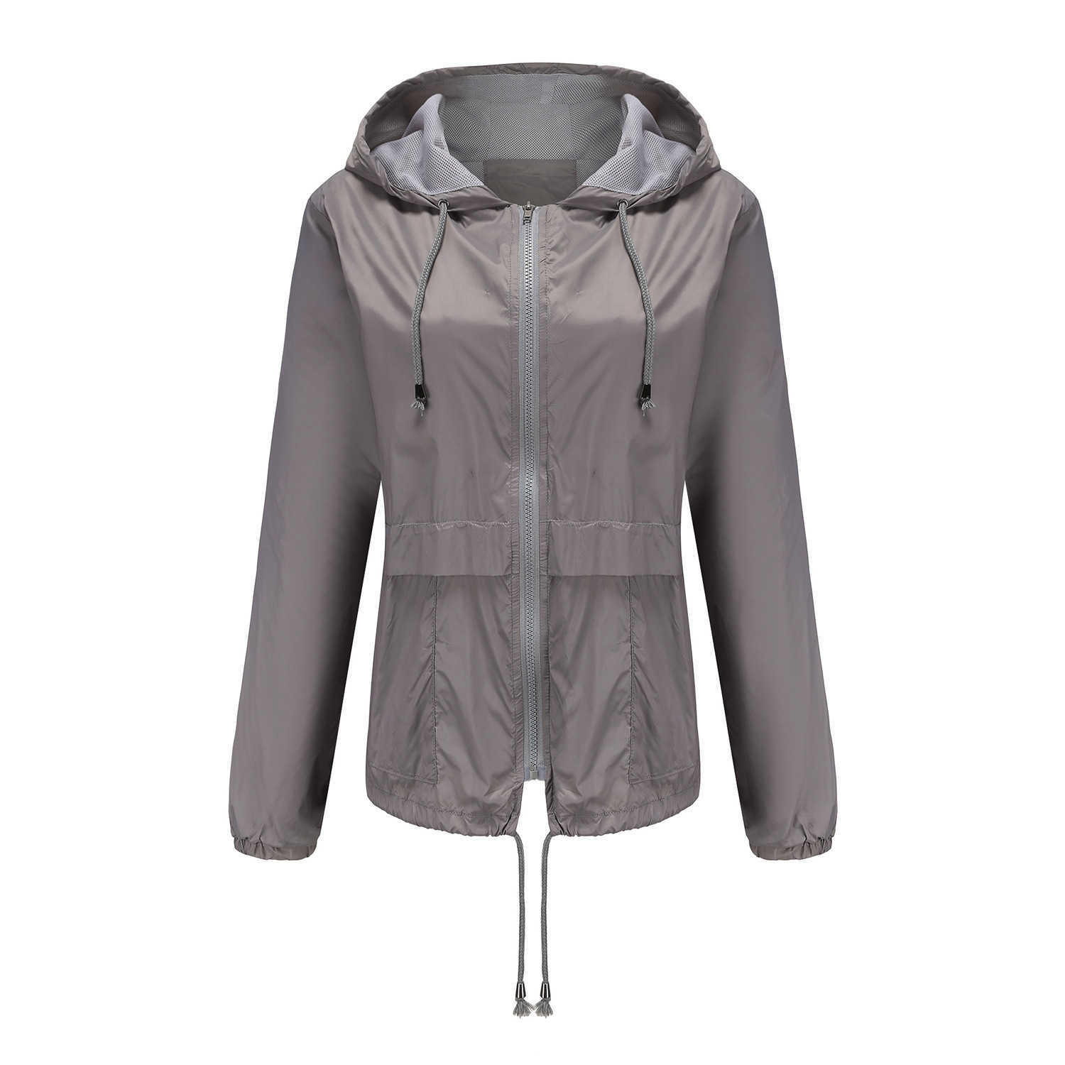 New Lightweight Mesh Hoodie Outdoor Raincoat Short Windbreaker Cardigan Jacket European Womens Leather Womens Jacket 241209