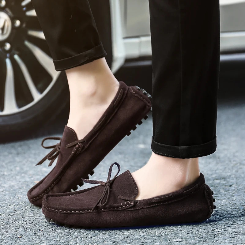 Loafer for Men Suede Genuine Leather Loafers Flats Man Casual Shoes Mans Moccasins Men Driving Shoes Italian Boat Shoes 250113