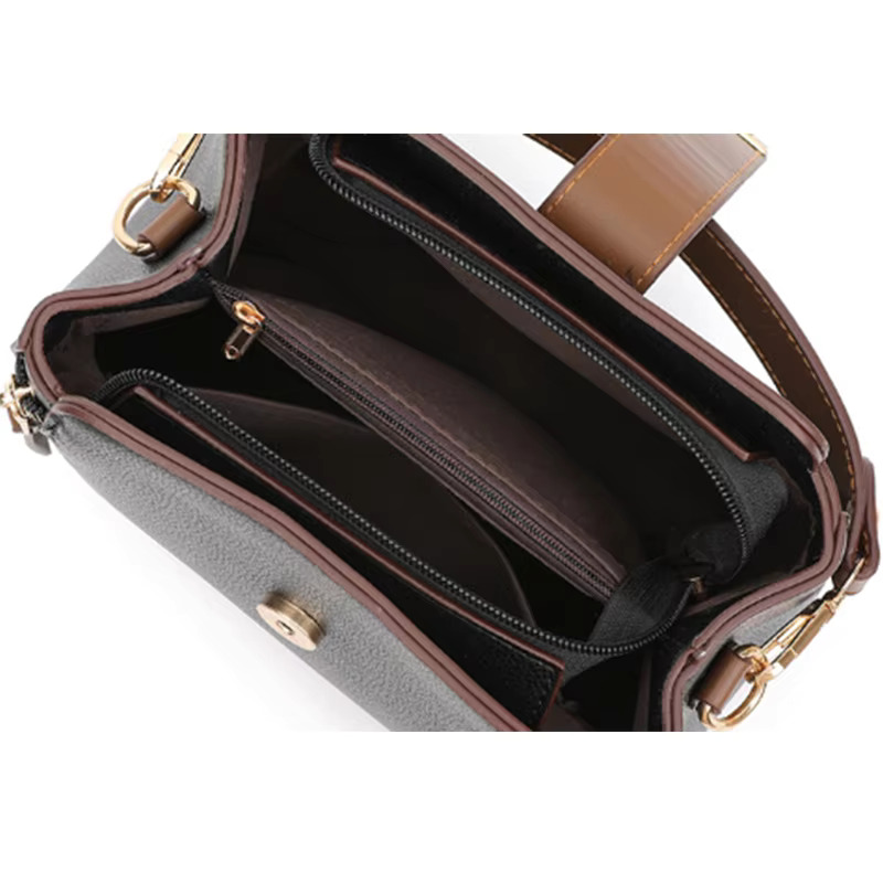 Fashion Handle For Women PU Leather Crossbody Bag Large Capacity Bucket Shoulder Handbag Middle-Aged Mommy Bags Tote Purse