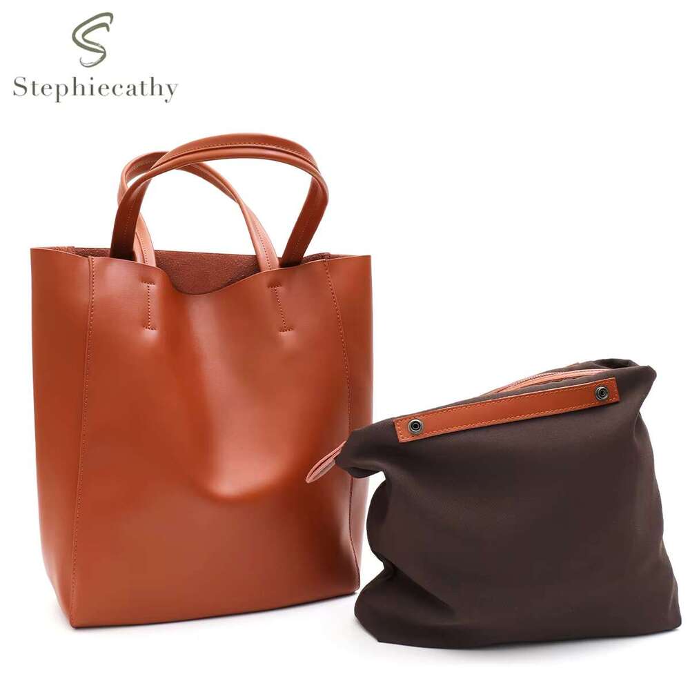 Fashionable Classic Real Leather Laptop Tote For Women Large Capacity Daily Versatile Shoulder Bag Shopping Commute All Season