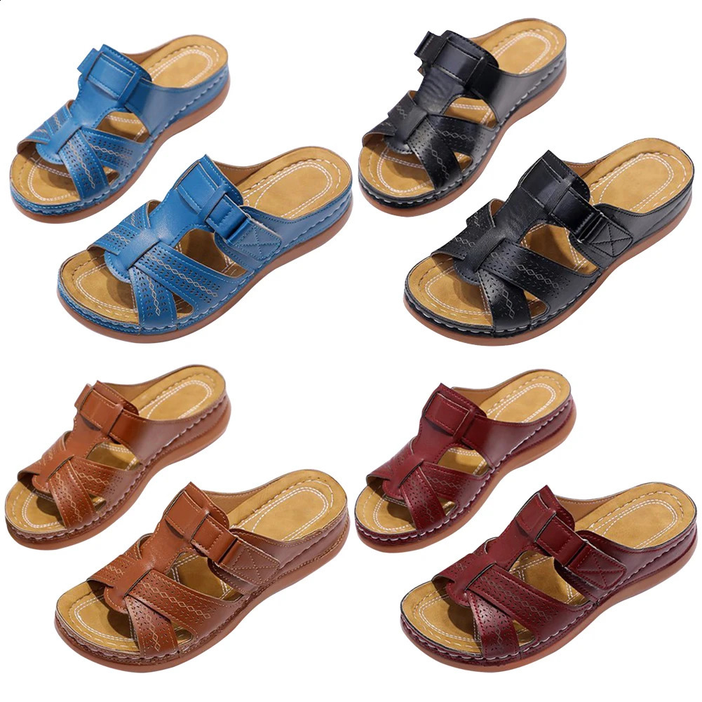 Women Orthopedic Sandals Open Toe Vintage Wedge Summer Beach Slippers AntiSlip Thick Sole for Indoor Outdoor 250117