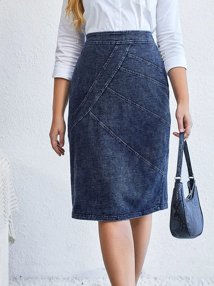 Womens plus size casual denim half skirt loose mini available in multiple sizes 250121