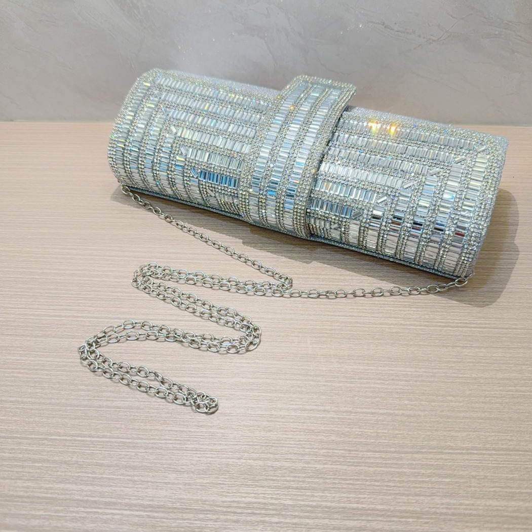 New Set Handbag Water Diamond Silver Birthday Evening Dress Wedding Banquet Bag