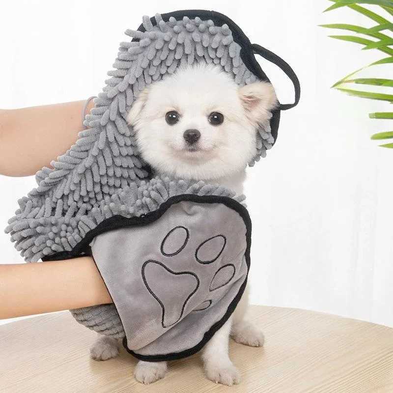Soft Fiber Absorbent Cat Bath Towel Convenient Pet Cleaning Washcloth Dog Towel Quick Dry Pet Towel Bath Robe Cleaning Supplies M250118