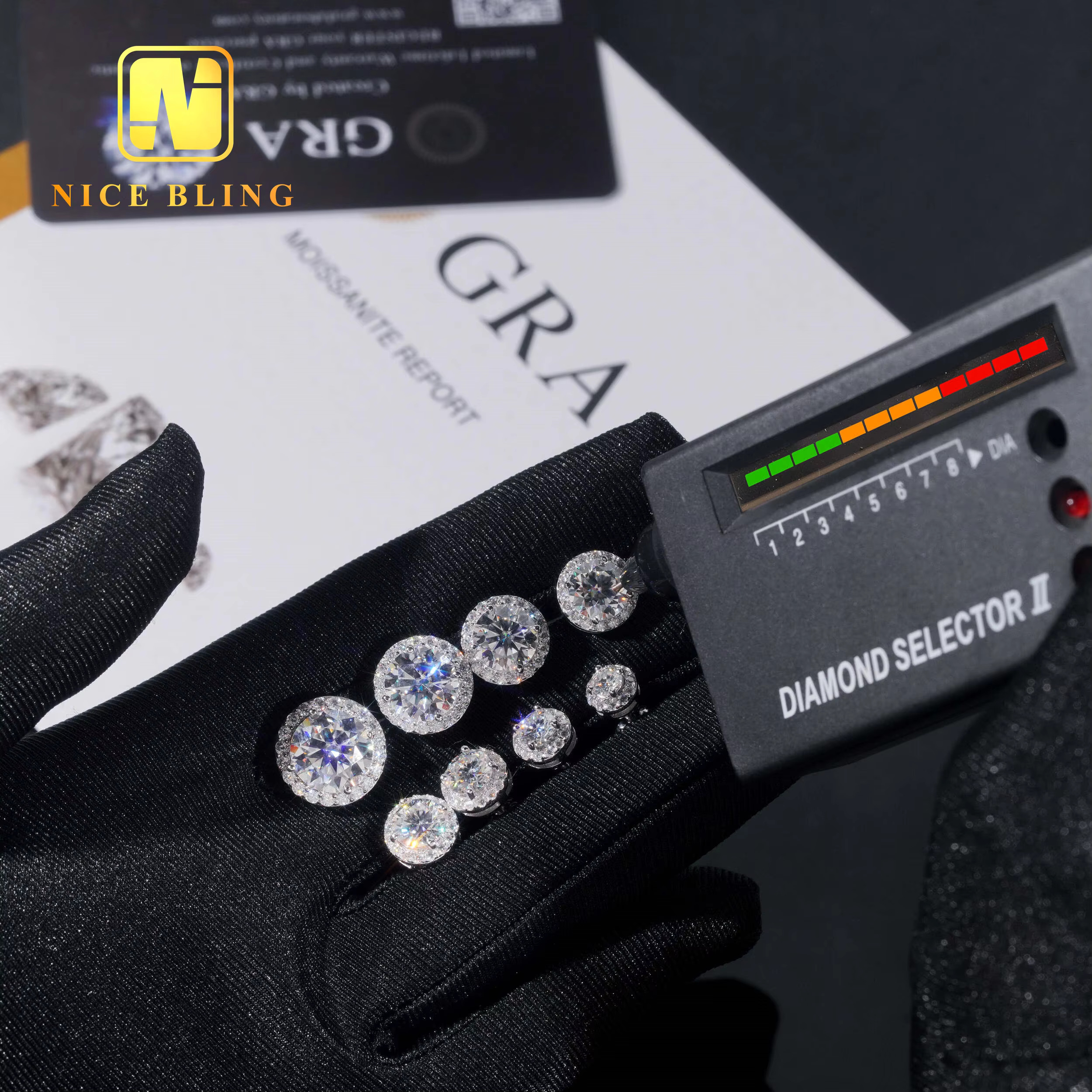 Full Range Of Size Trendy Hip Hop Jewelry Bezel Setting Ear Studs Sterg Sier VVS Moissanite Stud Earrings For Women