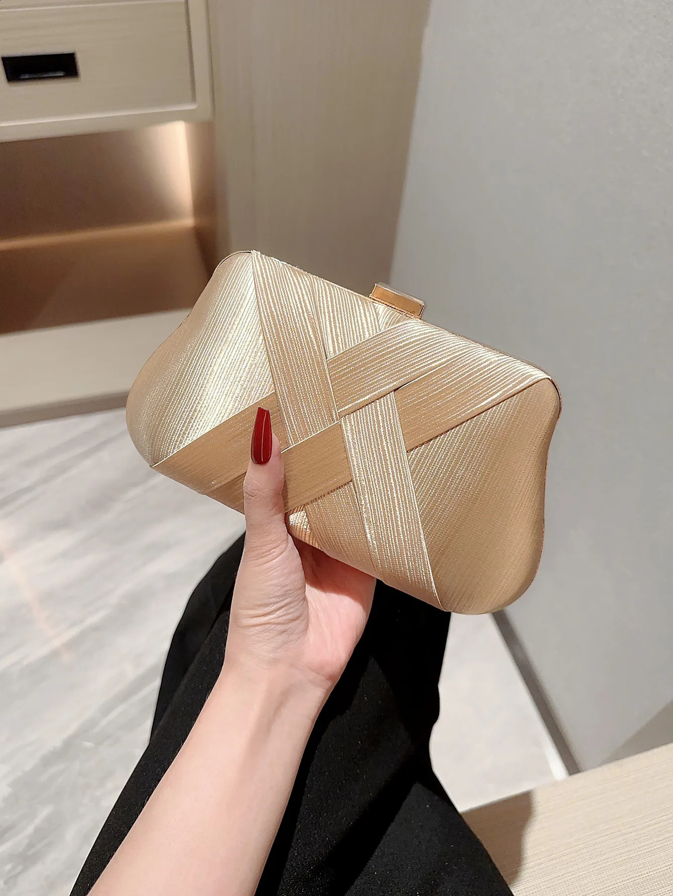 Ladies classic cross satin evening bag clutch bag party prom bag evening bag dress bag wedding bag chain bag 250122
