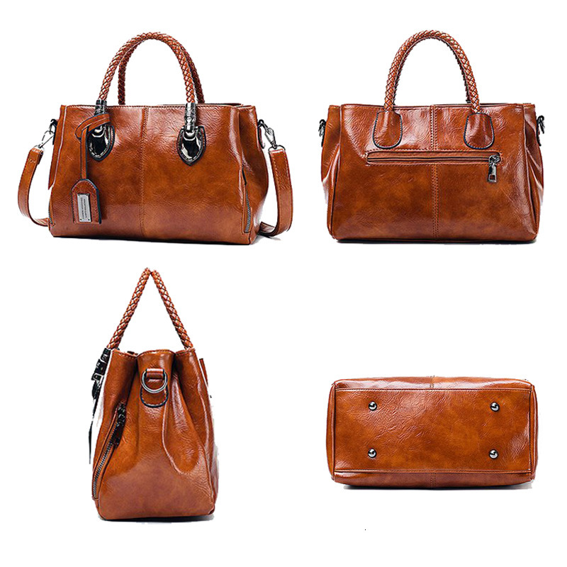 Designer Women's Fashion Oil Wax Leather New Handheld Single Shoulder Crossbody Bag