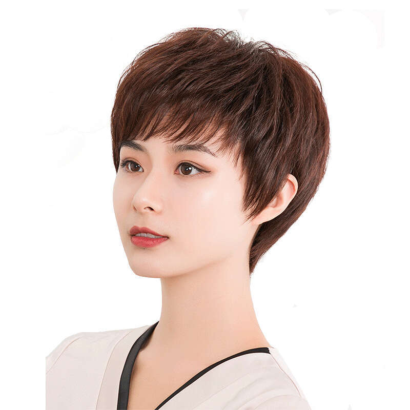 Lace Front Wig Cover T Shape Wig For Women With Short Texture Mother S Full Hairstyle Middle Aged And Elderly Human Cover Female Real Hair Wig Head Co