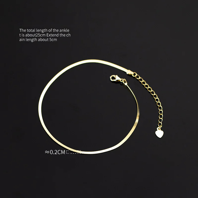WANTME 925 sterling silver minimalist 18k golden luster snake bone ankle suitable for womens beach summer charm party jewelry accessories 250110