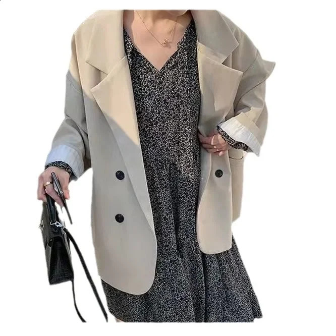 Fashionable Korean Style Loose-Fit Preppy Suit Jacket For Women Spring Autumn 2024 Arrival Western-Style Clothes Top Trendy 250113