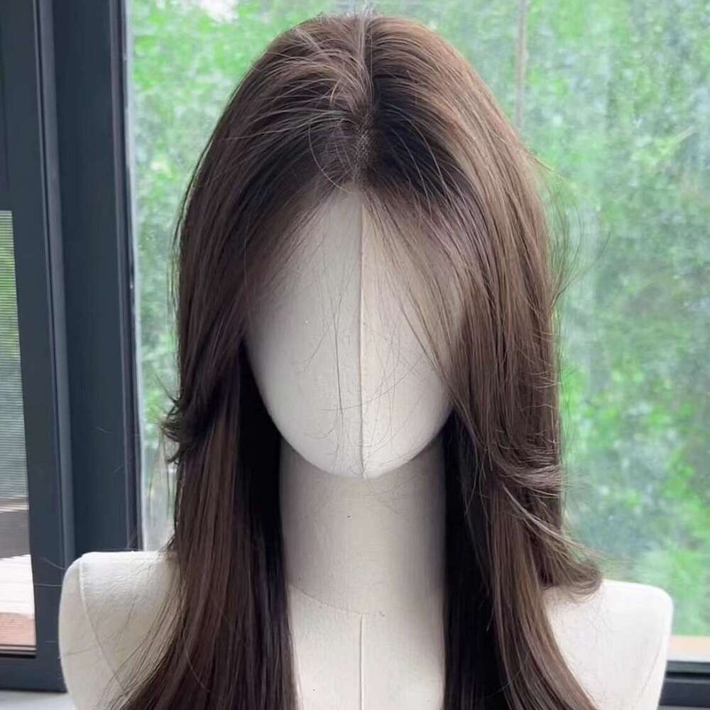 Lace Front Wig Cover T Shape Front Lace Wig Women S Cold Brown Summer Headband Eight E Bangs Large Wave Temperament Curly Hair Full Set Whole Wig