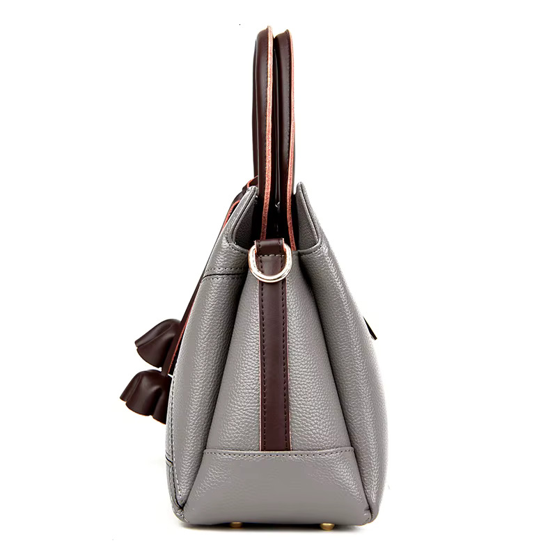 Hot Sale Cowhide Ladies 2023 Women Wer Design Handbags Genuine Leather Tote Bag Patchwork Shoulder Crossbody Bags Gray