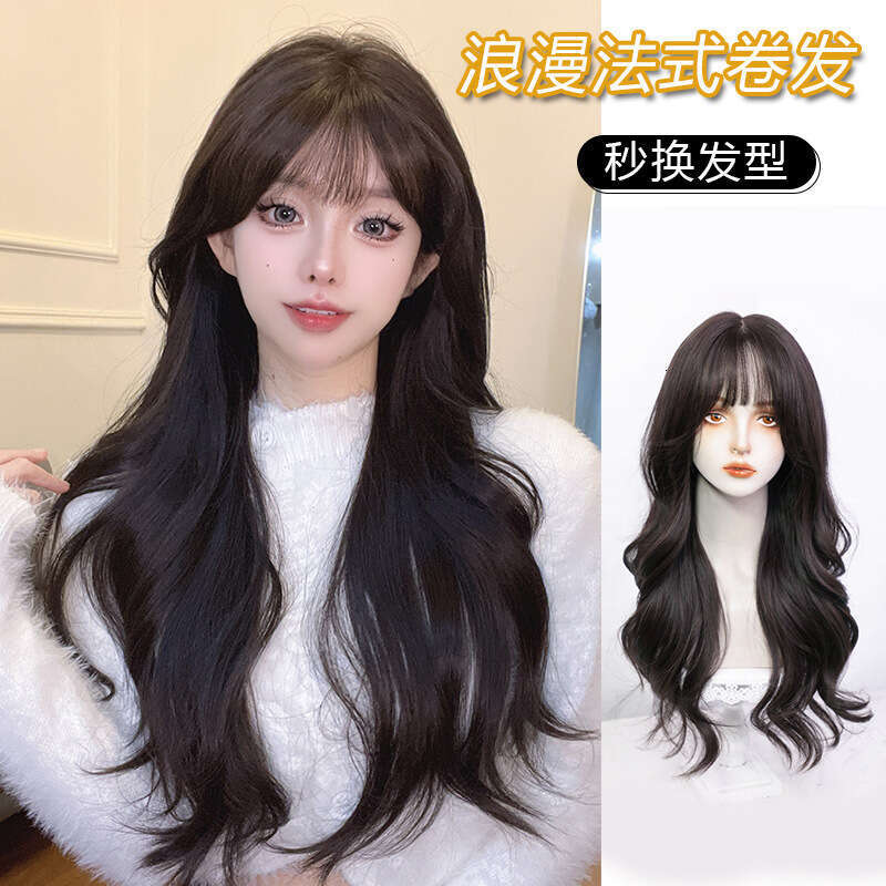 Lace Front Wig Cover T Shape Full Hand Woven Front Lace Long Curly Straight Hair Full Head Cover Wig Tiktok Live Broadcast