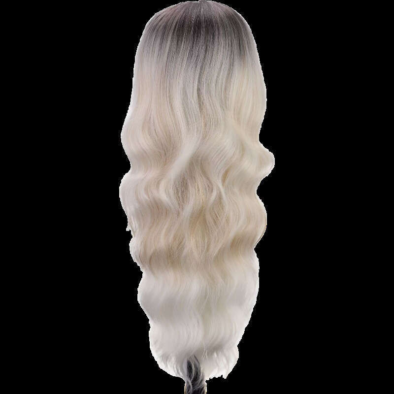 Lace Front Wig Cover T Shape Chemical Fiber Women S Long Curly Hair With Gradually Changing Color In The Middle Lace Wig Headband Wigs