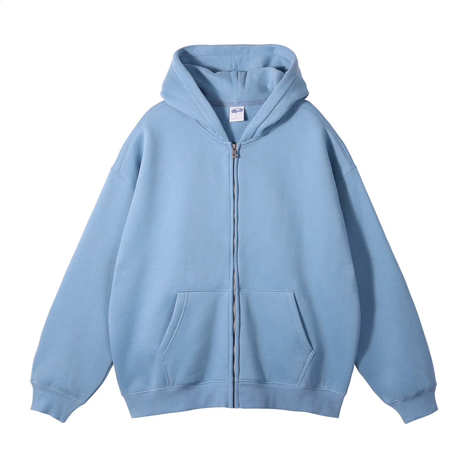 Solid Men Zip Up Hoodie Long Sleeve Daily Wear Zipper Hooded Pullover Sweatshirt With Pocket Loose Harajuku Hip Hop Men Hoodies 250121