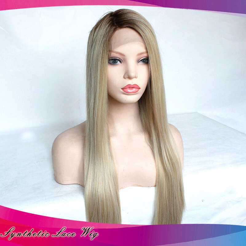 Lace Front Wig Cover T Shape Mid Cut Women S Shawl Long Straight Hair T Color Gradient High Temperature Silk Front Lace Quality Semi Hand Woven Wig He