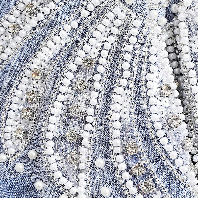 StreetWear Loose Jean Jacket Women Denim Jackets Autumn Fashion Heavy Beads Diamond Embroidered Flower Female Coats Top 250116