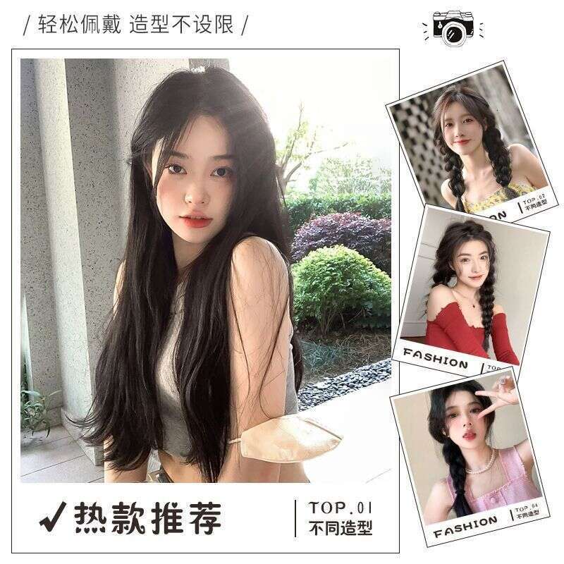 Lace Front Wig Cover T Shape Ruolan Wig Women S Hair With A Split Figure Eight Bangs Lace In Front Natural Fluffy Long Straight Hair Temperament Full 