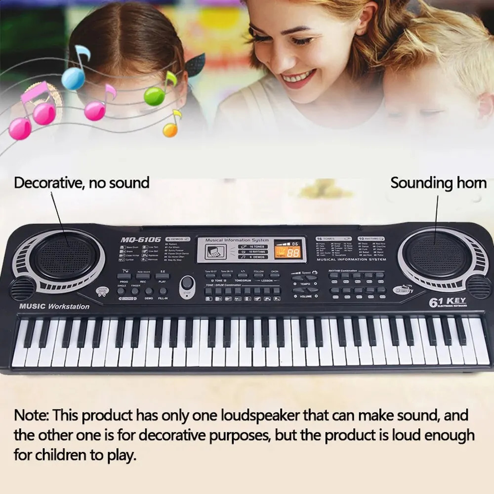 Kids Electronic Piano Keyboard Portable 61 / 37 Keys Organ with Microphone Education Toys Musical Instrument Gift for Child Begi 250121