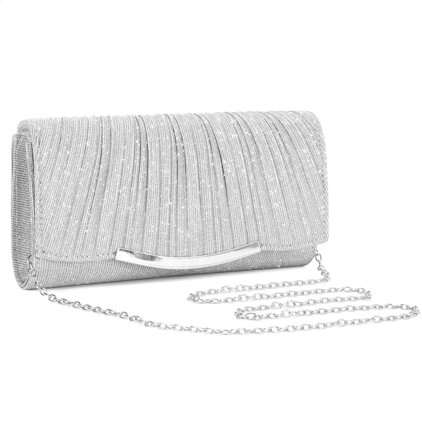 Evening Clutch Bags Fashion Women Elegant Silver Gold Shiny Handbag Wedding Party Long Purses Banquet Clutch Purses Shoulder Bag 250122