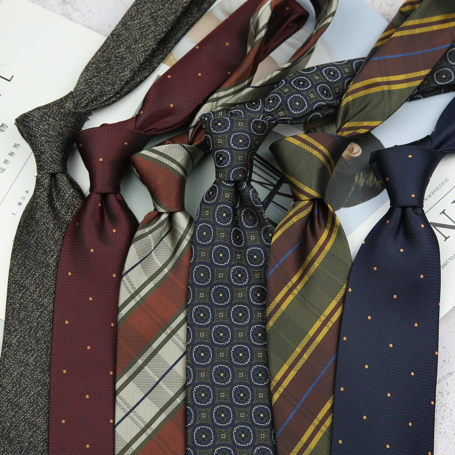 Trendy Striped Neckties For Men Formal Silk Tie Polyester Jacquard Skinny Neck Wedding Corbata 8cm Gravata Ties 250114