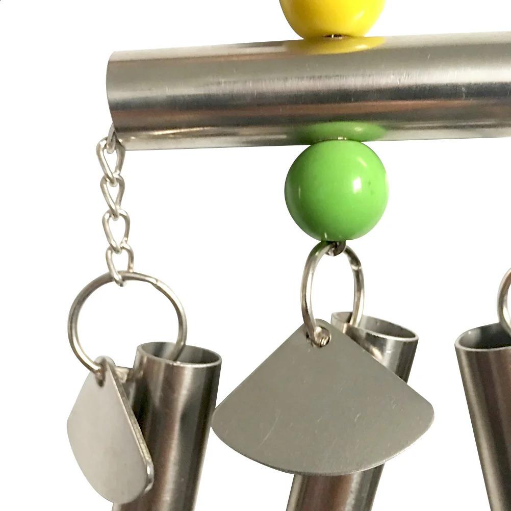 Stainless Steel Bell Bird Toy for Medium and Large Sized Parrot and Squirrel Random Beads Color 250121