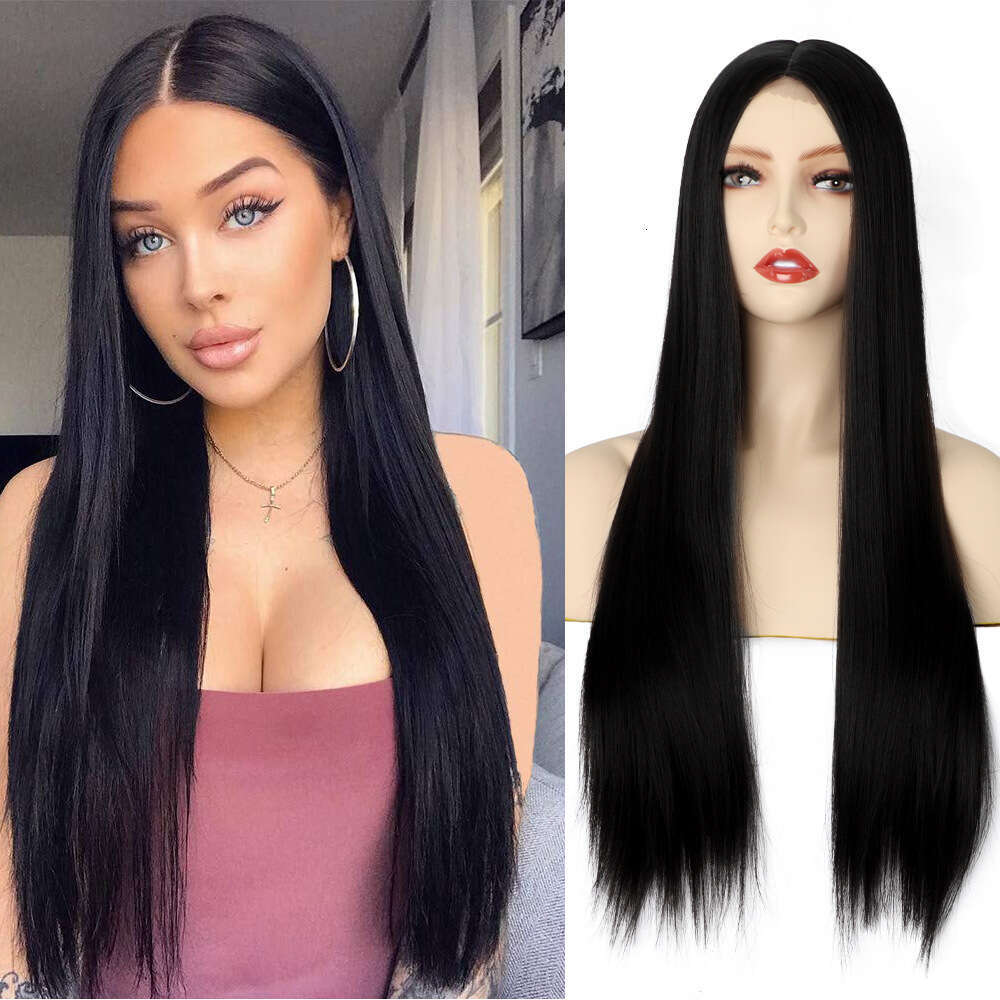 Lace Front Wig Cover T Shape Long Straight Hair Front Chemical Fiber Women S Wig Head Cover Small Lace Wigs