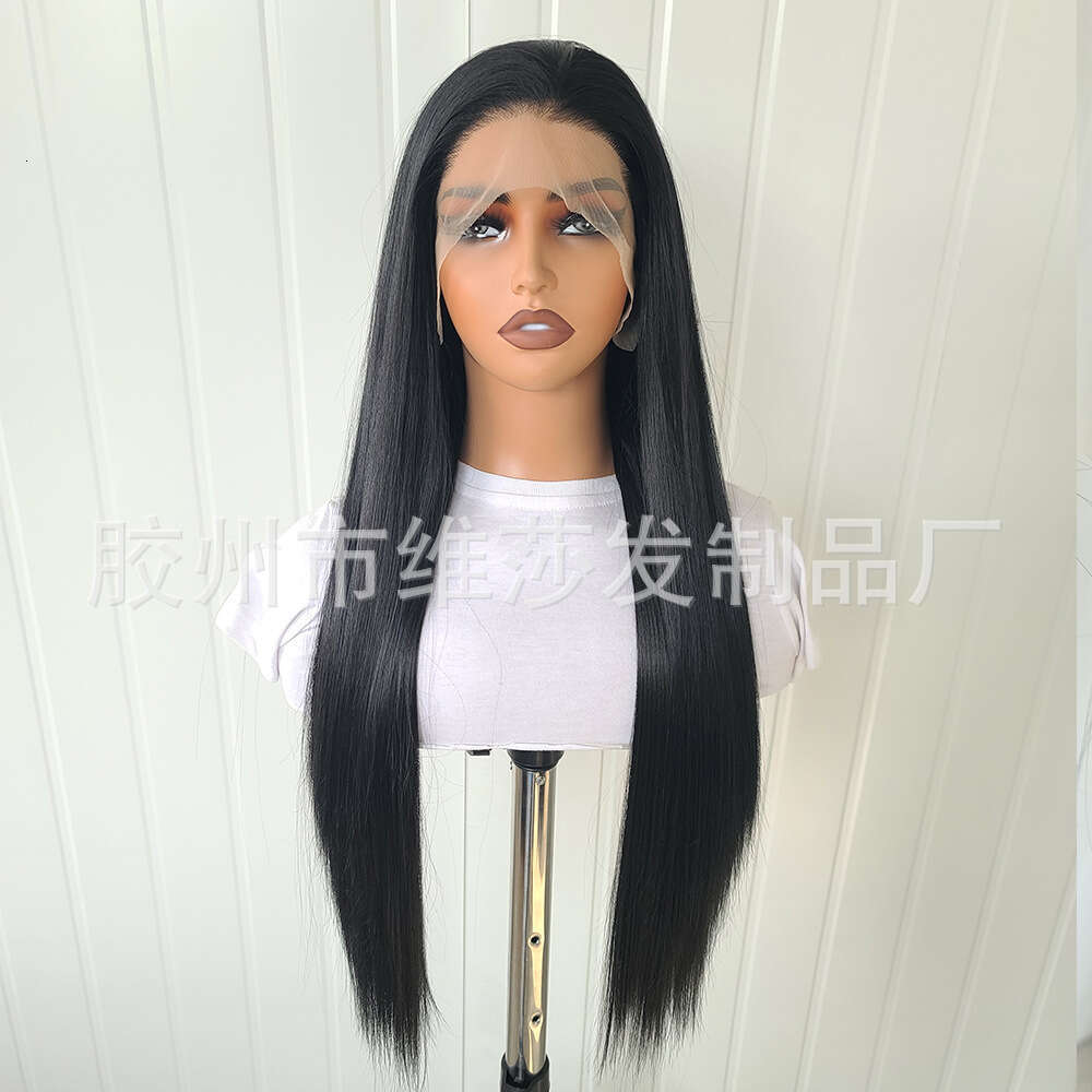 Lace Front Wig Cover T Shape Wig Natural Hand Woven Synthetic Front Lace Cover Party Cosplay Black Long Straight Hair