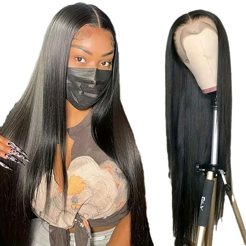 Lace Front Wig Cover T Shape Ladies Fashionable Wig Hot Selling Front Lace Mid Split Long Straight Synthetic Headband