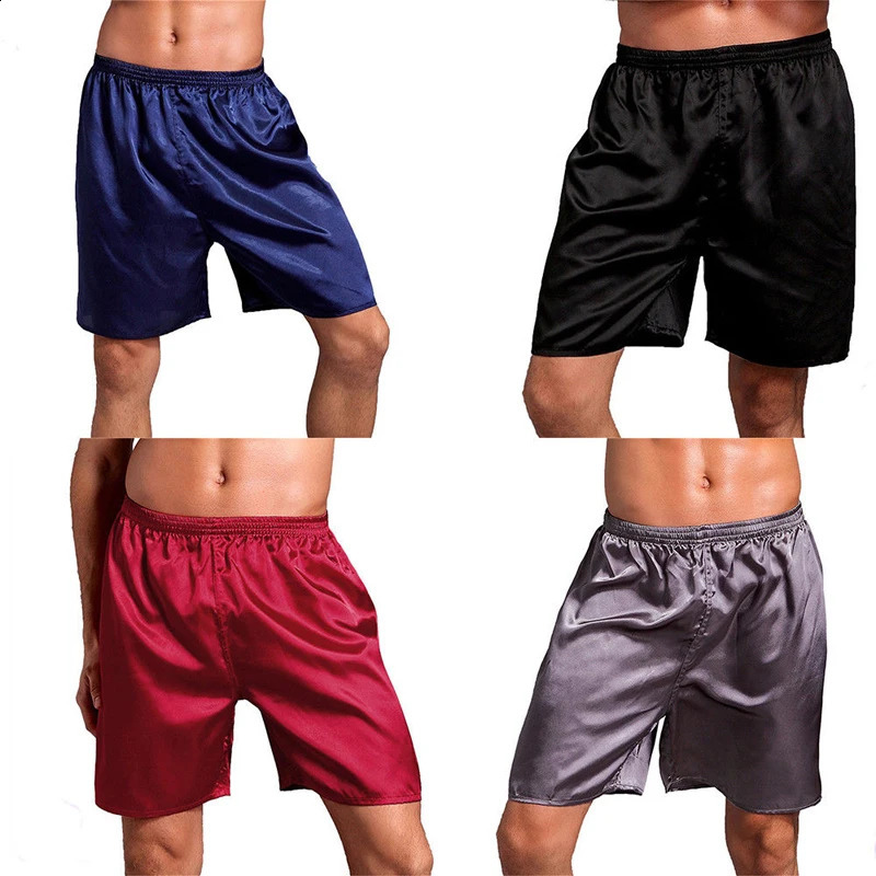 Silk Satin Shorts for Men Fashion Summer Homewear Pajamas Bottoms Sleepwear Solid Color Beach Pants Underwear Female Short 250120Z