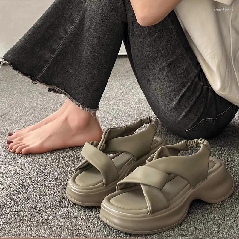 2025 S Fashion Designer Sandals Women S Summer Style Strapless Platform Casual With Thick Sole For Beach Outfits French Dress Roman Shoes