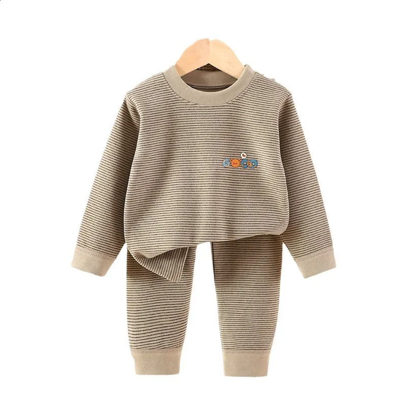 2025 Autumn Kids Baby Boys 2PCS Sleepwears Set Cotton Striped Letter Tops Stretch Skinny Pants Suit Toddler Boys Pajamas 250121